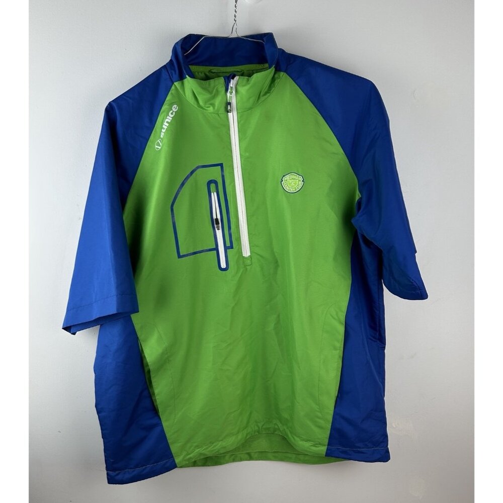 Medinah Country Club Jacket Mens M Blue Green Sunice Harvey Wind 1/4 Zip Golf
